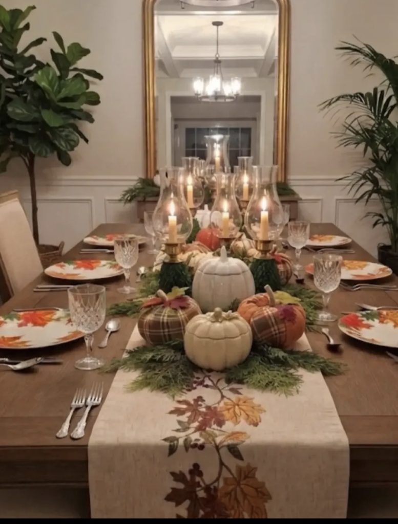 Thanksgiving table with cohesive color palette