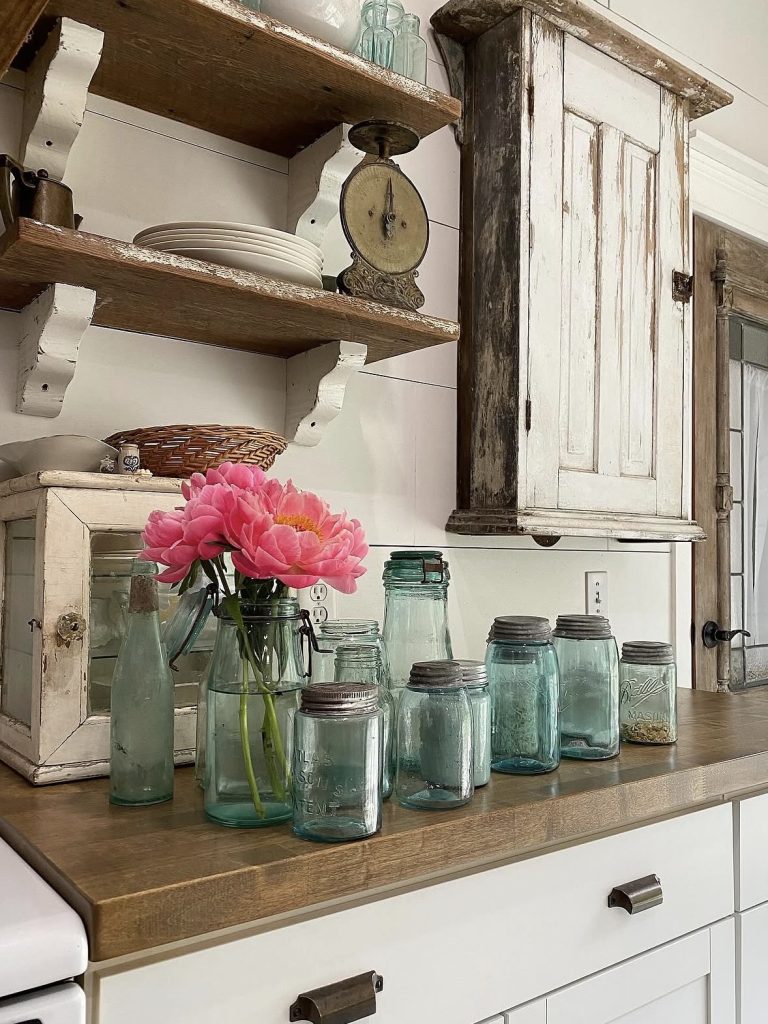 Mason jars in kitchen 