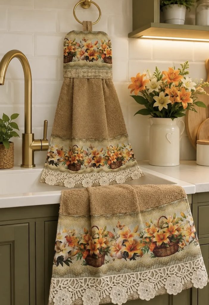 Floral print kitchen towel 