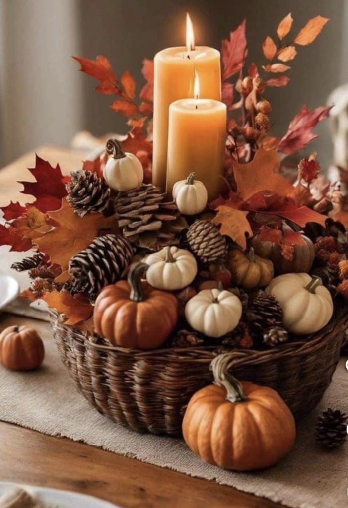Classic Pumpkin and Candle Cluster