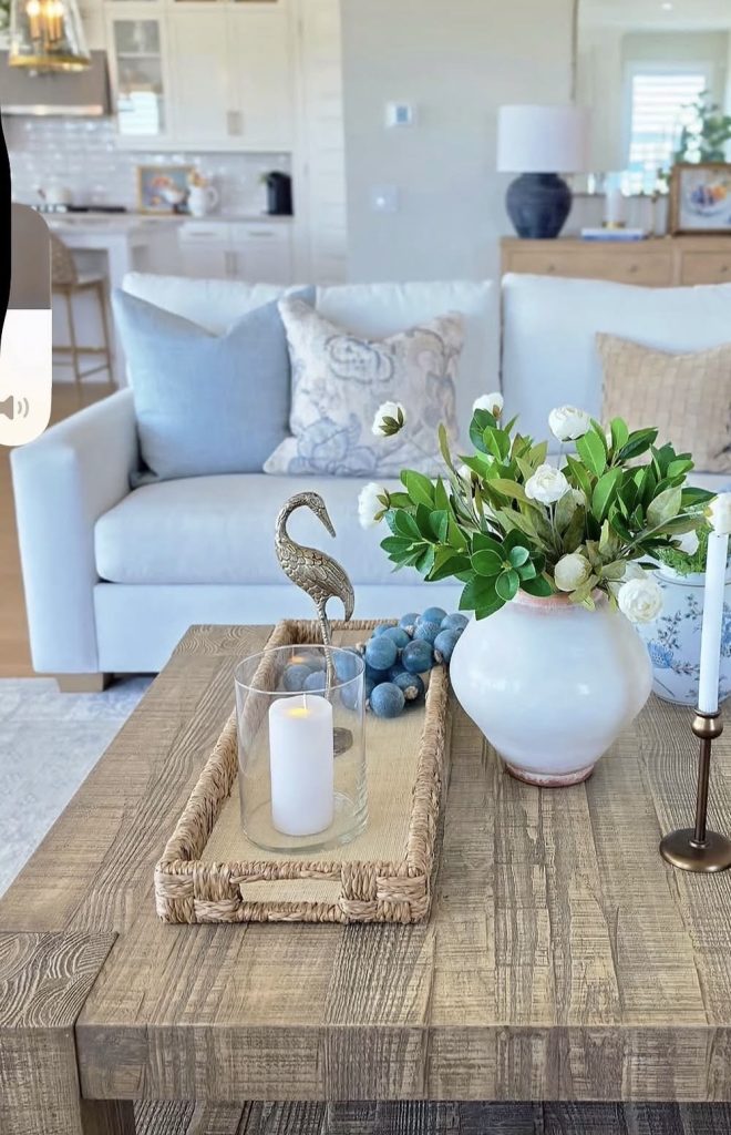 Woven gray in a coffee table 