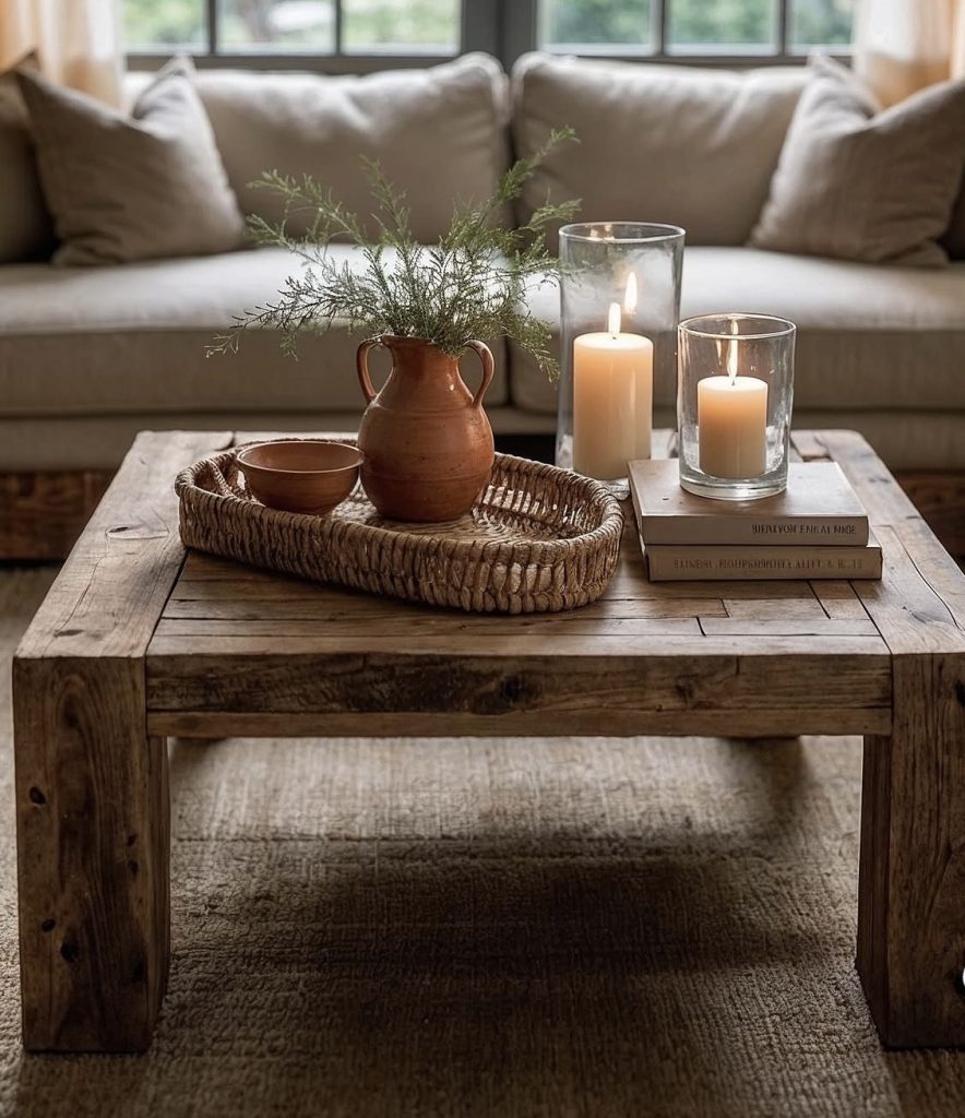 Textured candle on a coffee table 