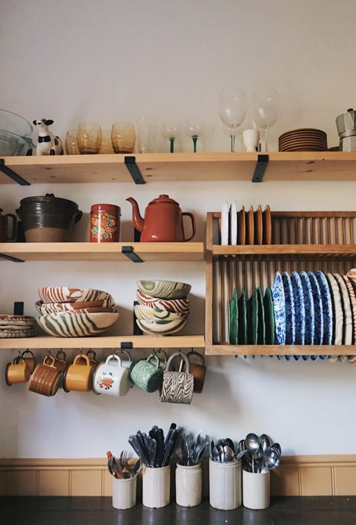 Open Shelving With Colorful Dishware