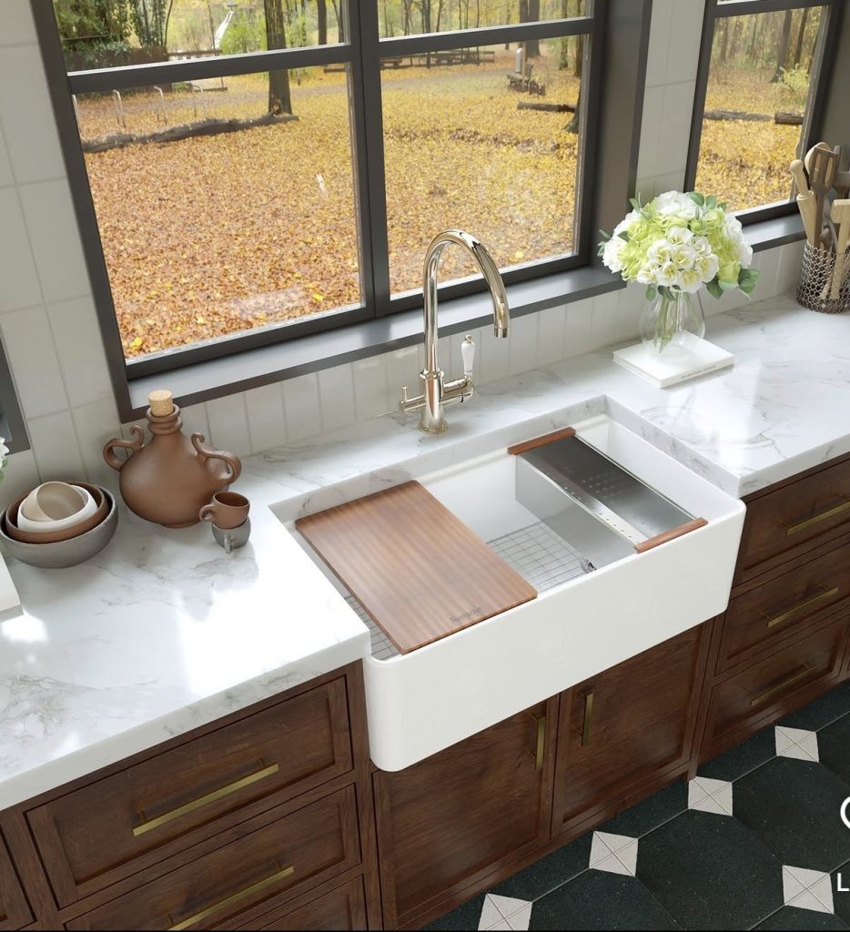 Cape Cod kitchen with farmhouse sink 