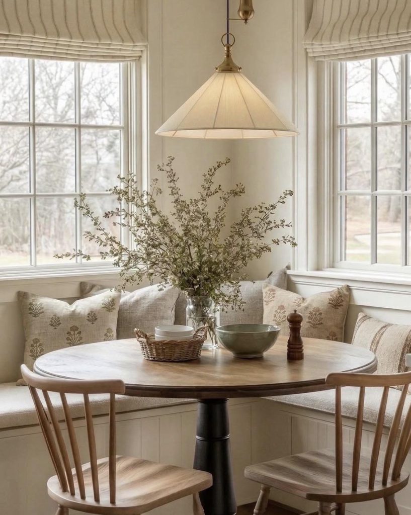 Statement light in a breakfast nook 