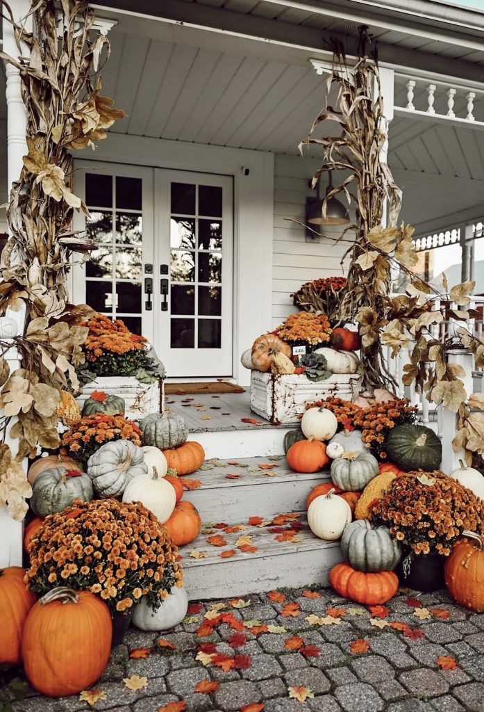 Cornucopia Overflowing With Mini Pumpkins and Gourds