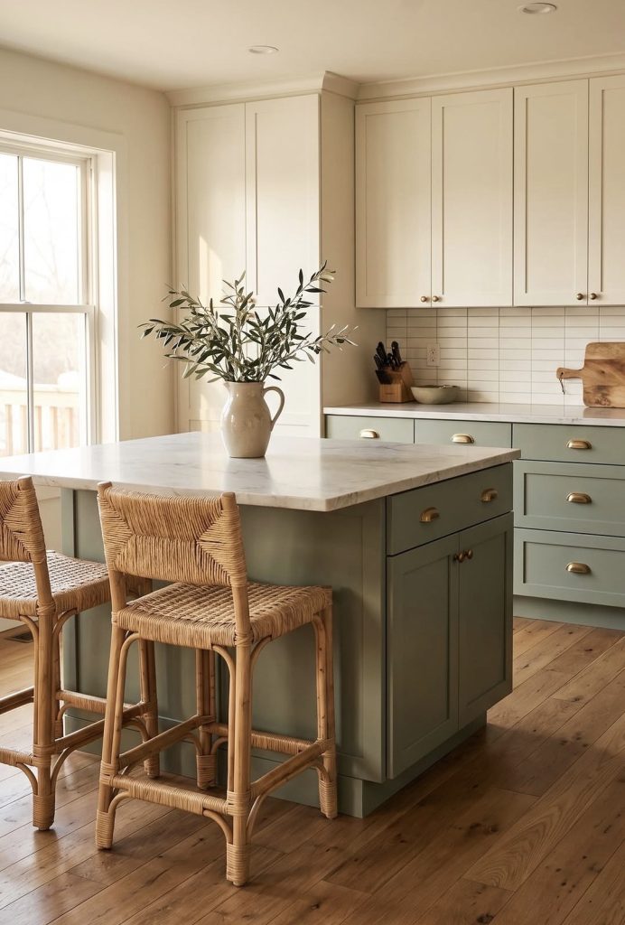 Two-Tone rustic farmhouse kitchen Island