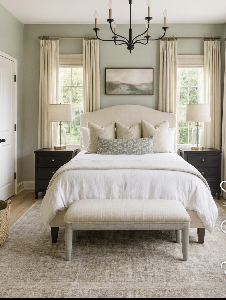 Guest bedroom with statement rug