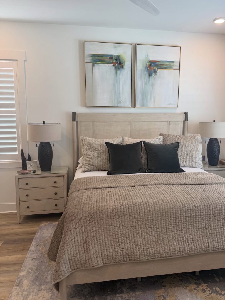 Guest bedroom with wall art
