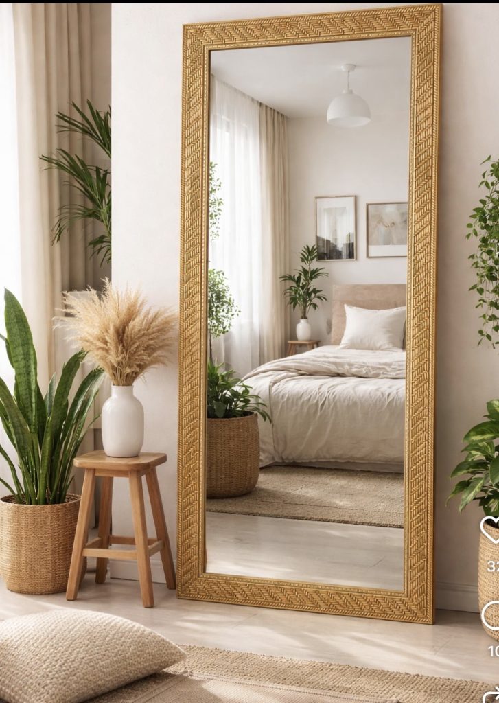 Oversized Woven or Rattan Mirror