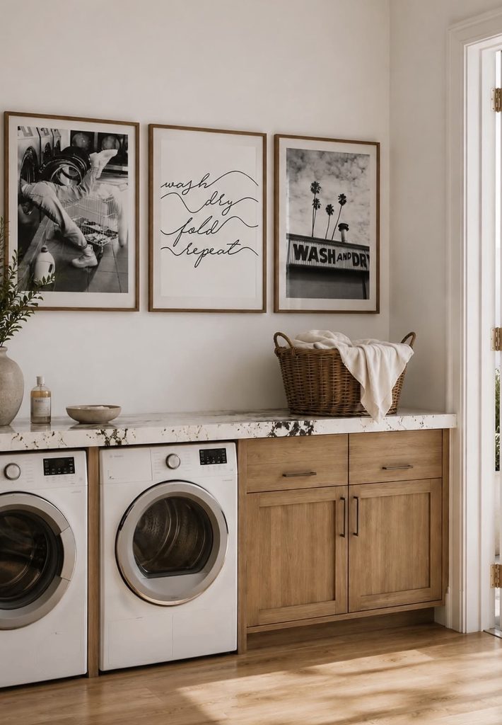 Wall art in a laundry room 