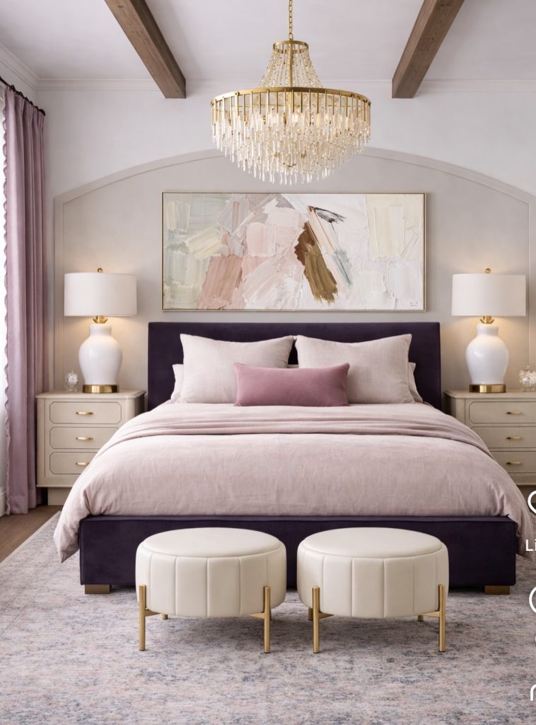 Dreamy bedroom with cozy lights