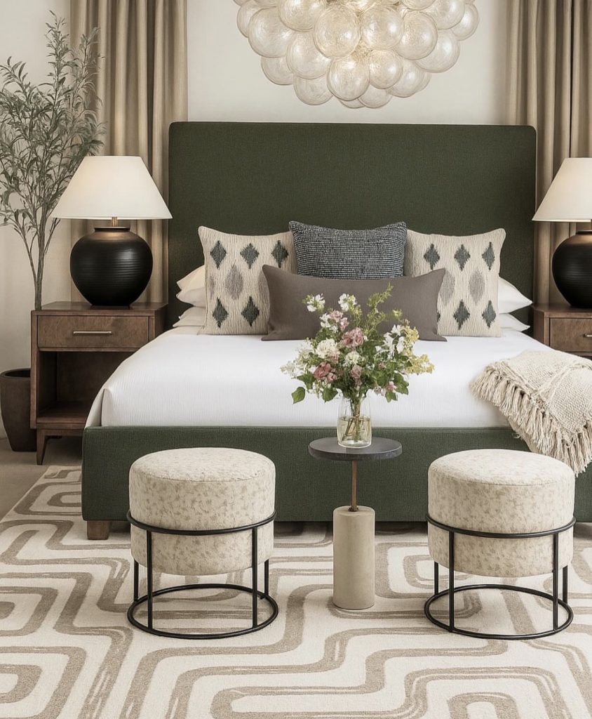 Dreamy bedroom with statement headboard