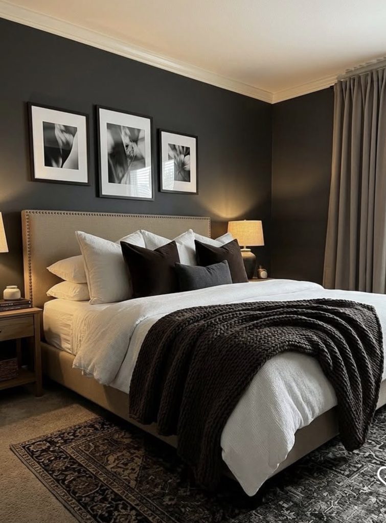 Limewash in Charcoal Gray Accent Wall