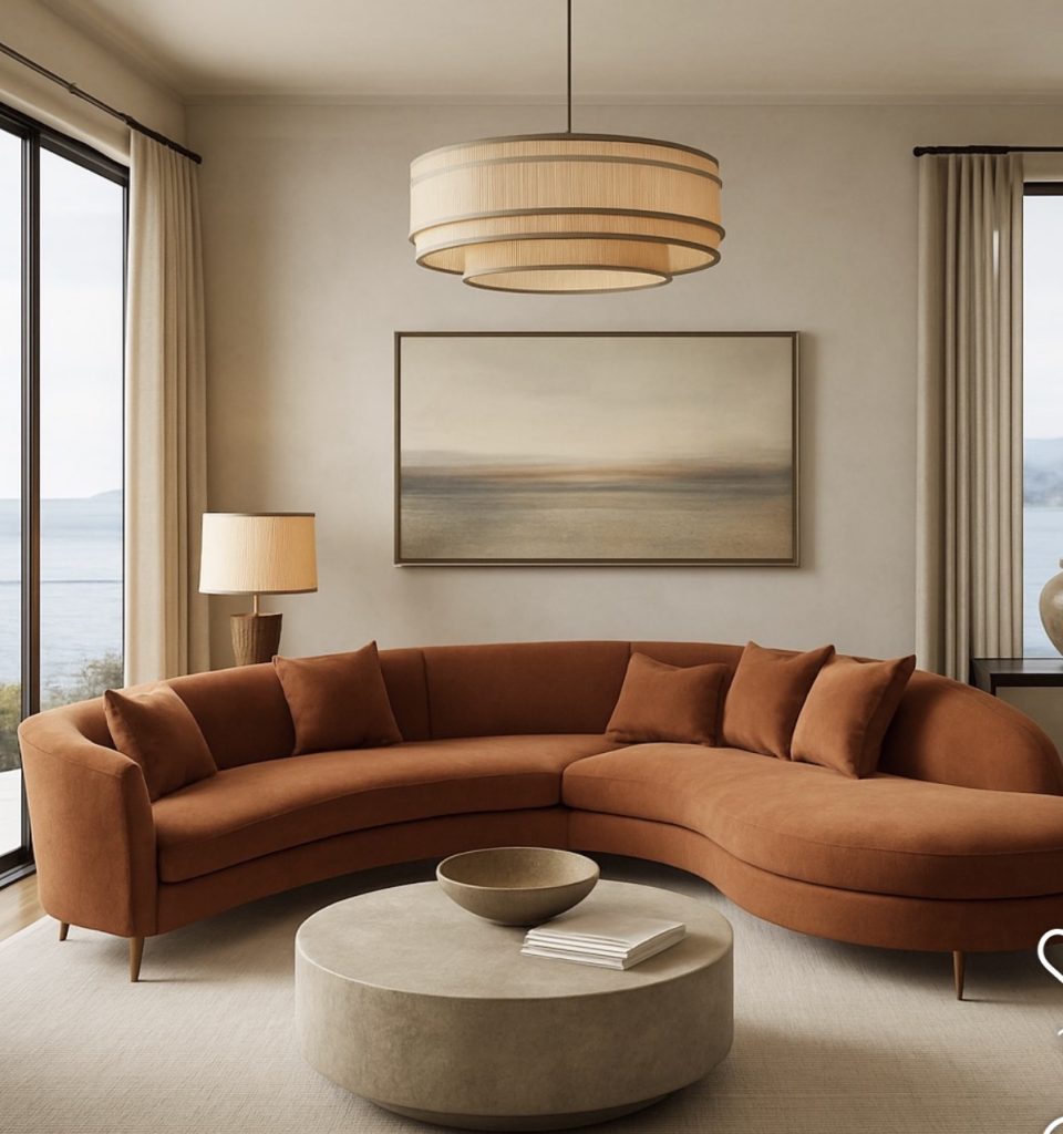 Velvet Curved Corner Sofa