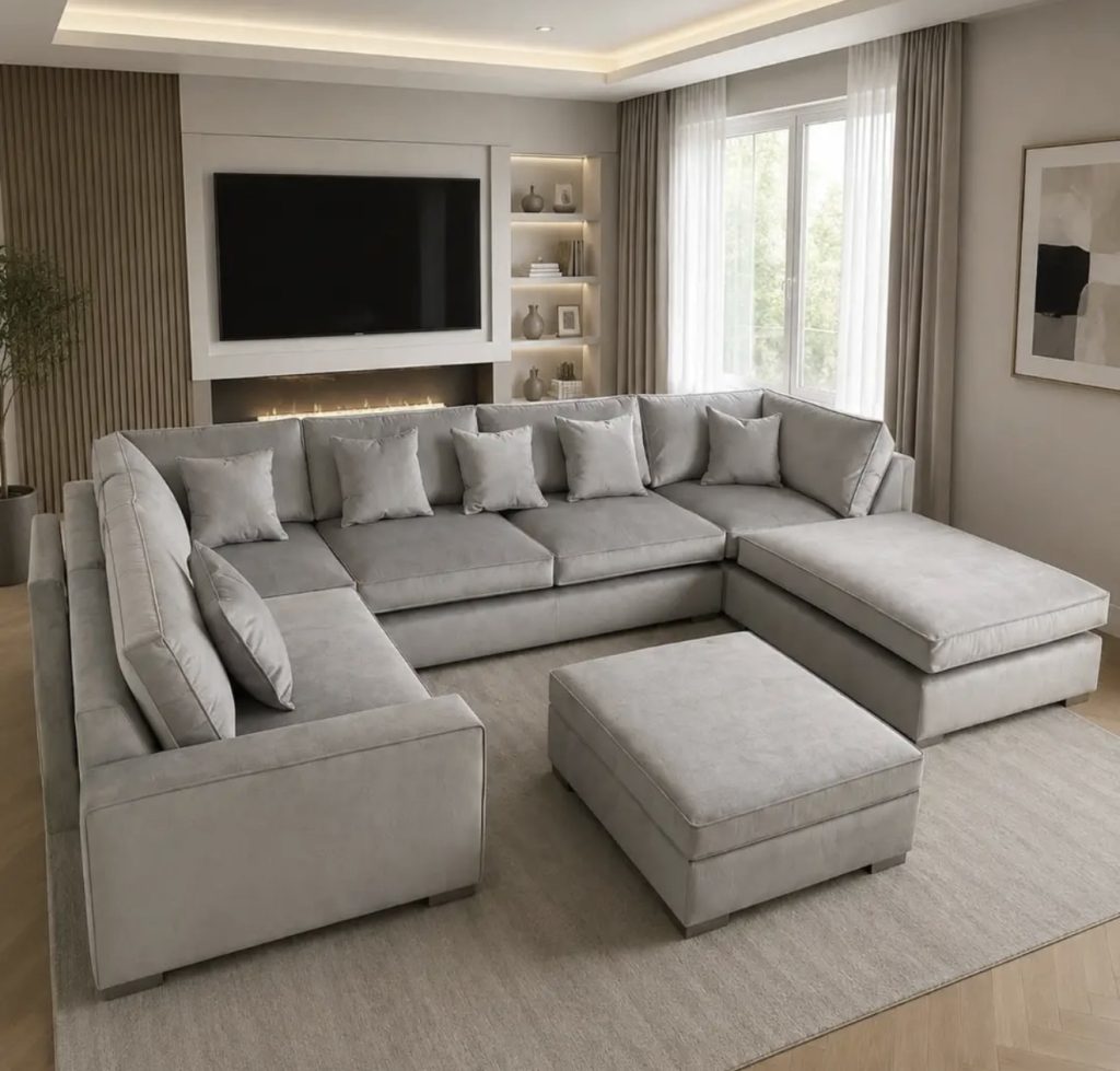U shaped sofa used in defining a zone