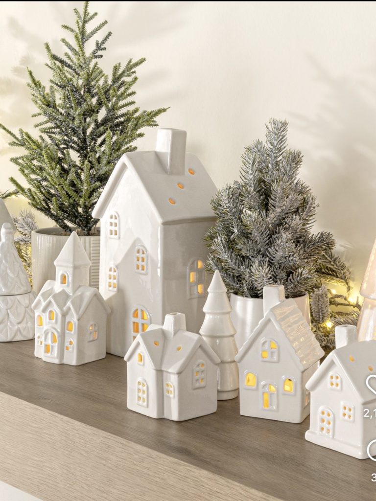 Mini Christmas Village On A Mantel