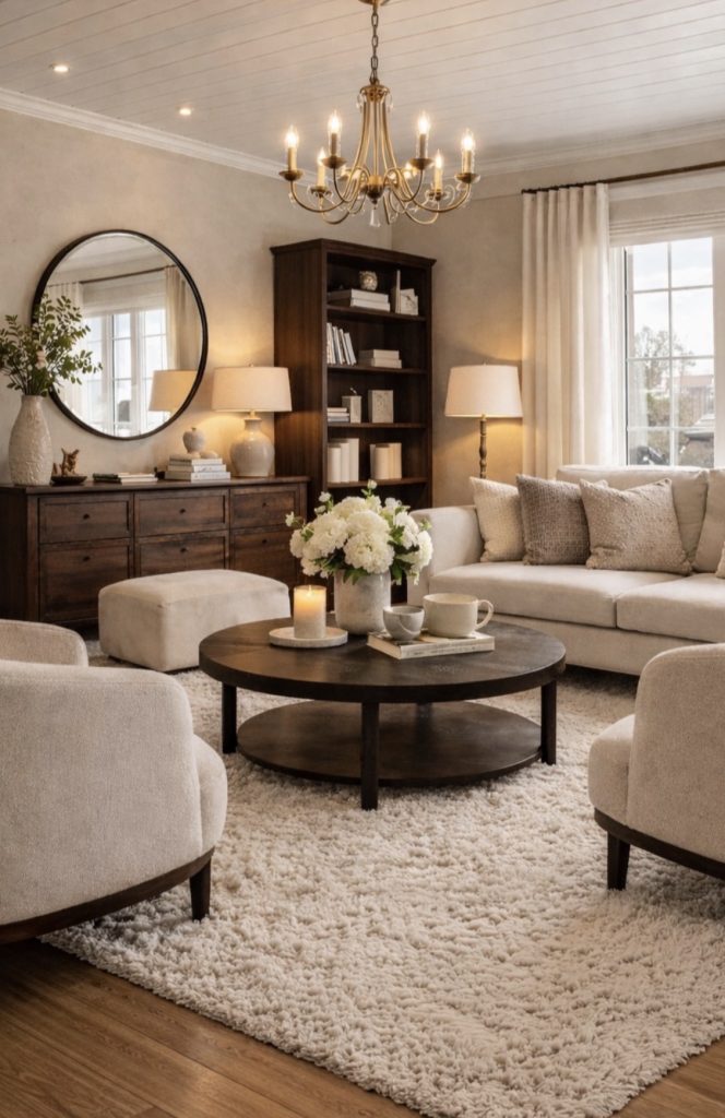 Create a Warm White Scandinavian Living Room