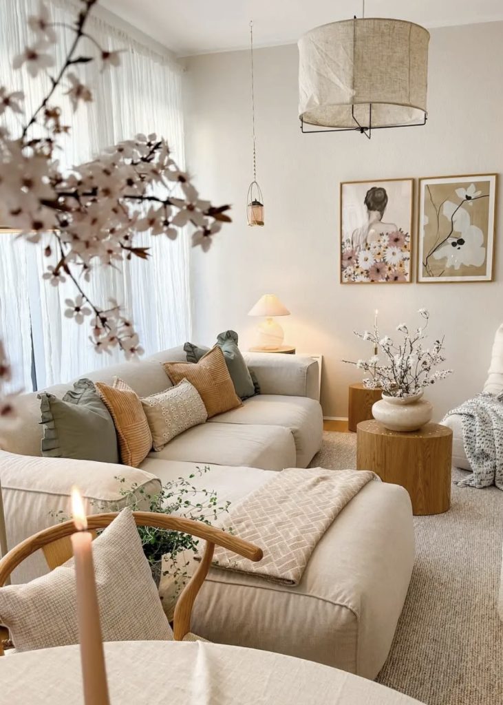 Cream and Beige Scandinavian winter living room