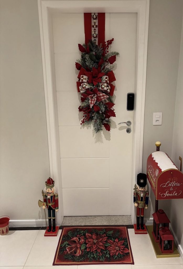 Christmas wreath on office door 