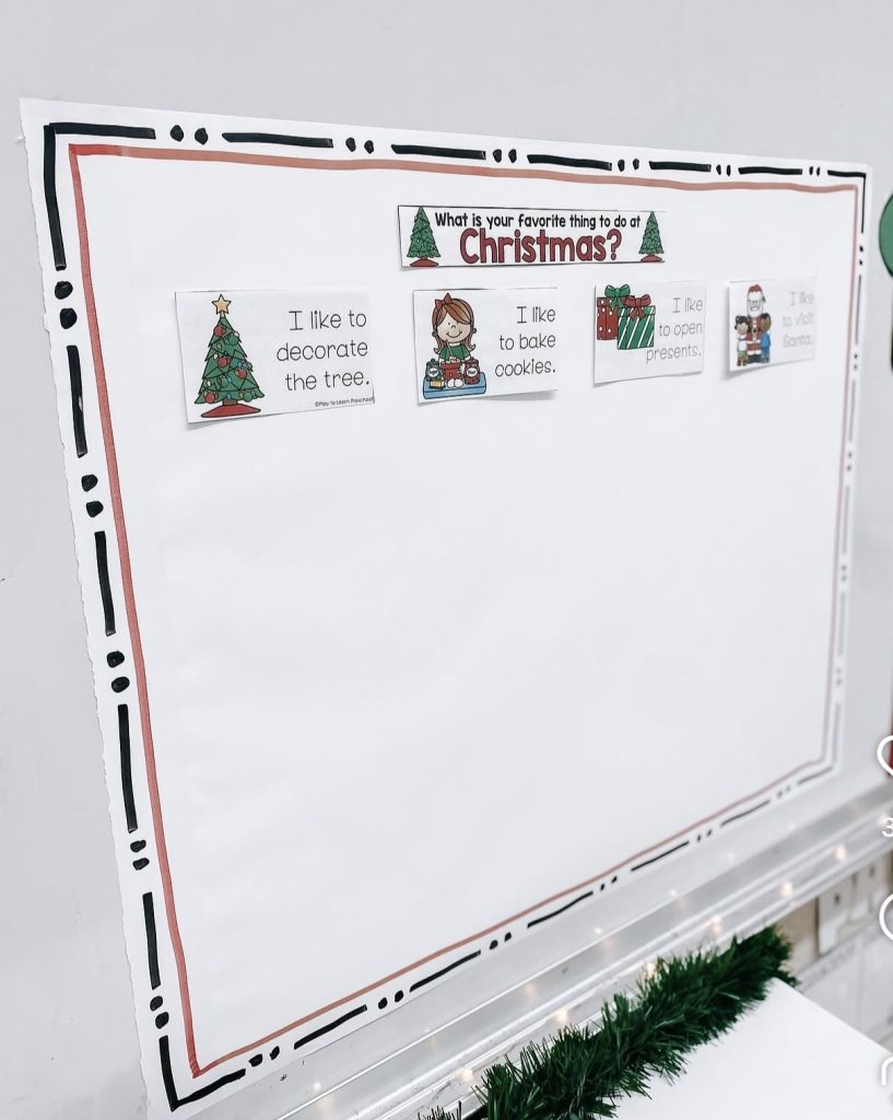 Bulletin board turned to Christmas display
