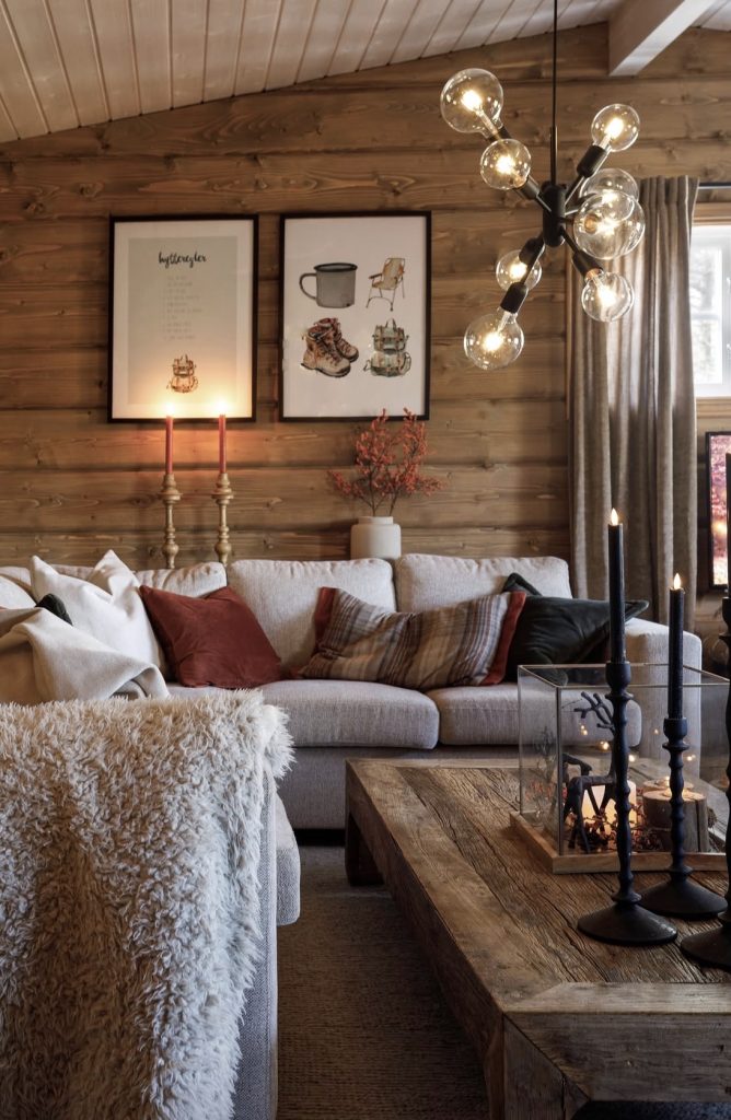 Chunky knit throw on sofa
