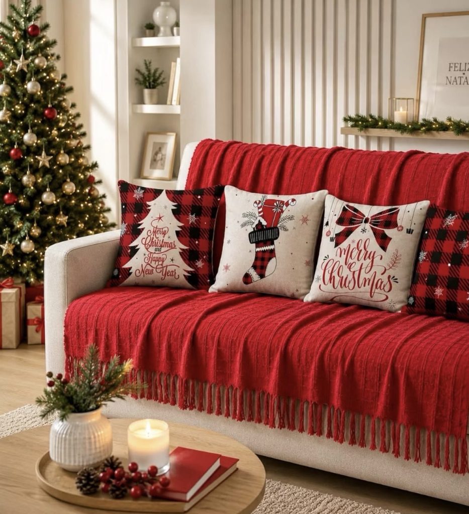 Holiday themed throw pillow 
