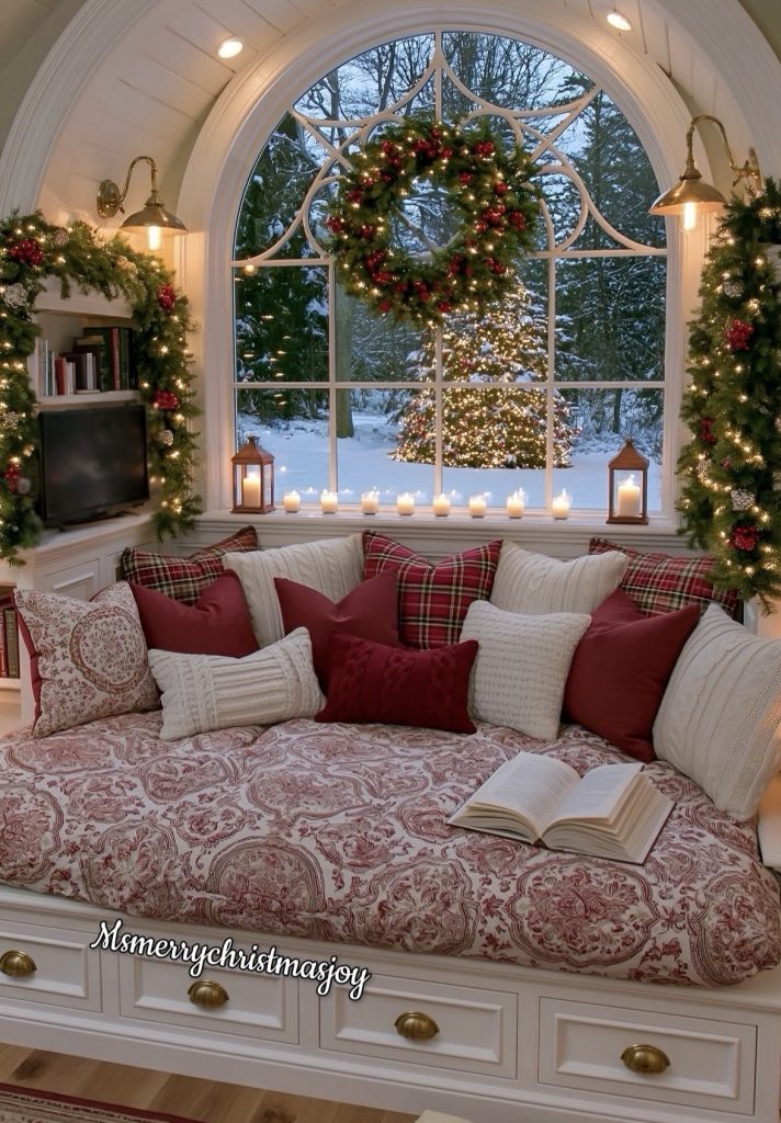 Holiday themed reading nook 