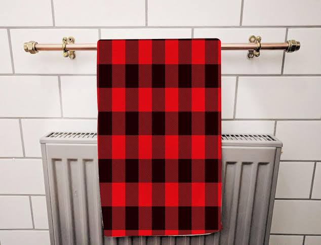 Red and black buffalo towel