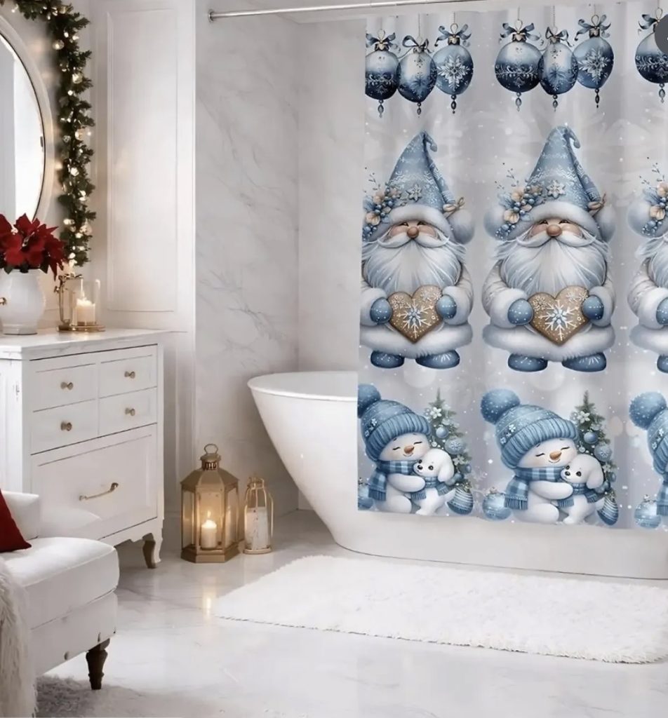 Christmas themed bedroom shower curtain