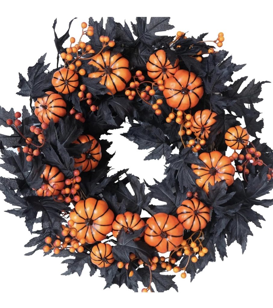 Black and Orange Pumpkin Wreath