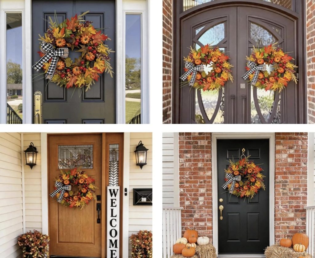 Mini Pumpkin Wreath With a Buffalo Check Bow