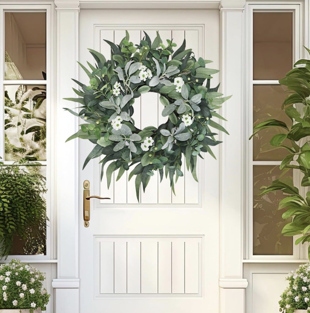 White and Green Winter Wreath