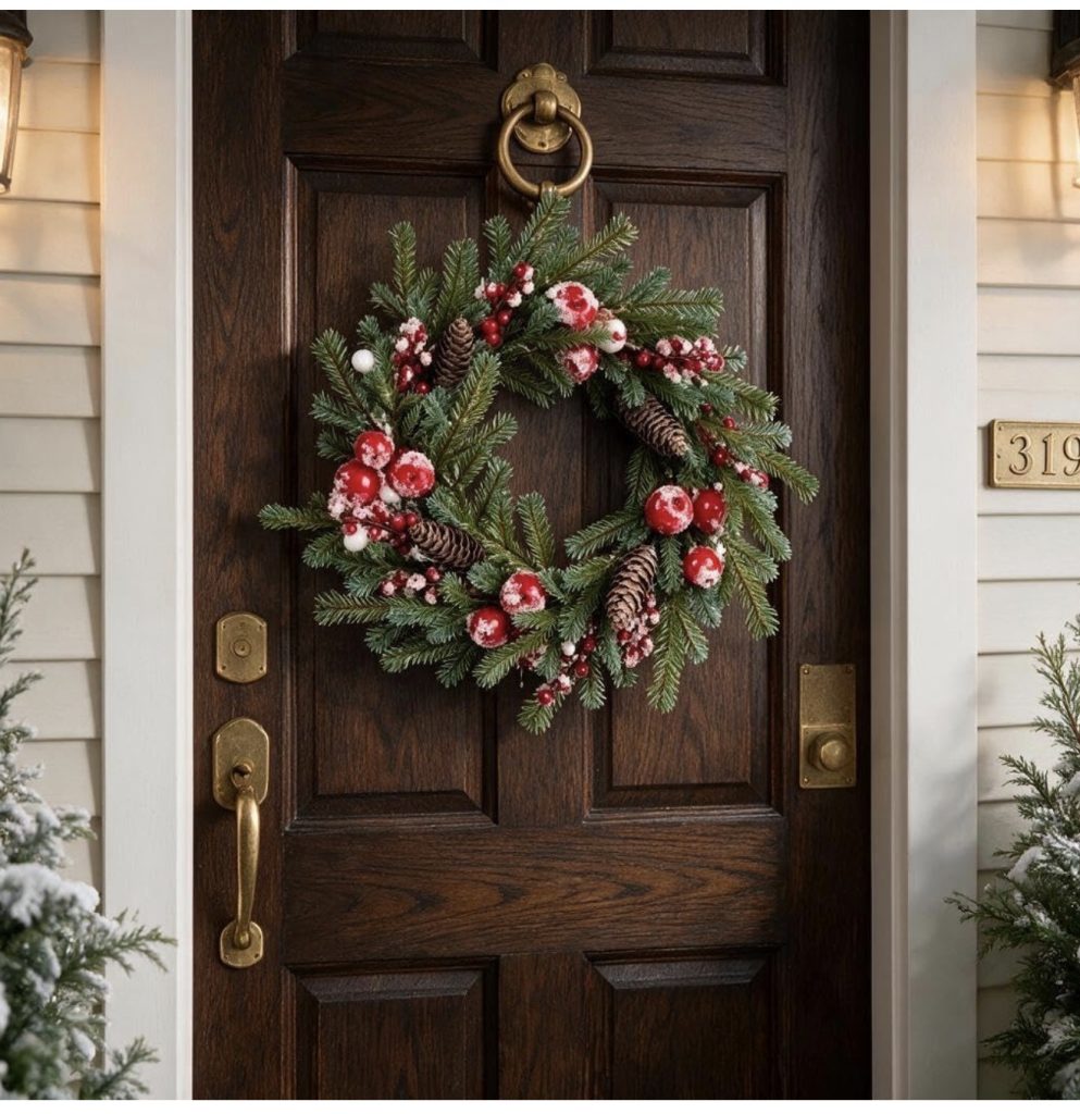 Red Berry and Pinecone Christmas Wreath