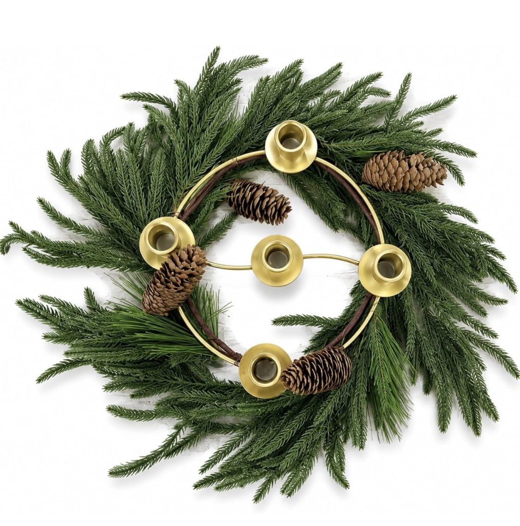 Gold and Green Christmas Wreath