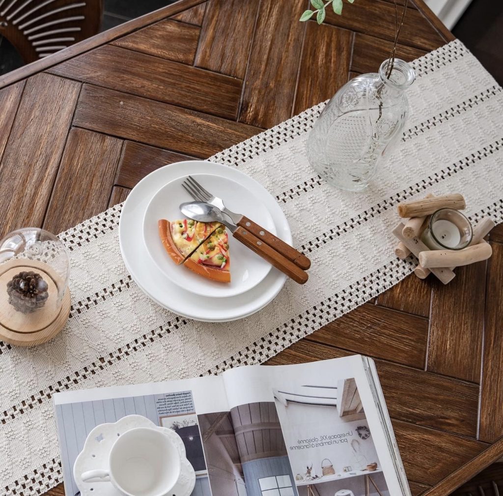Neutral Linen Runner With Woven Placemats
