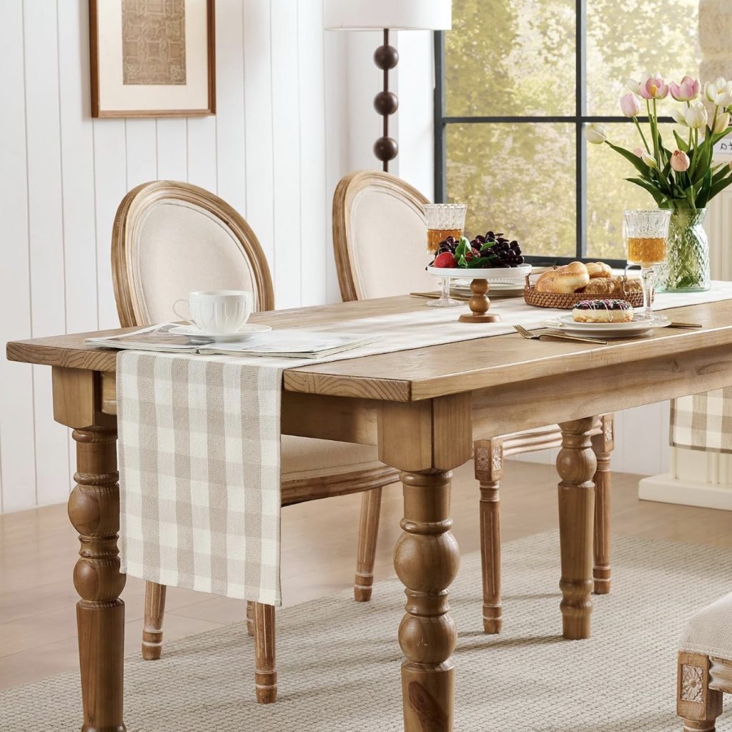 Plaid Runner With Solid Neutral Placemats