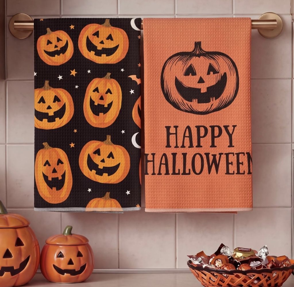 Black and Orange Vintage Kitchen Towels