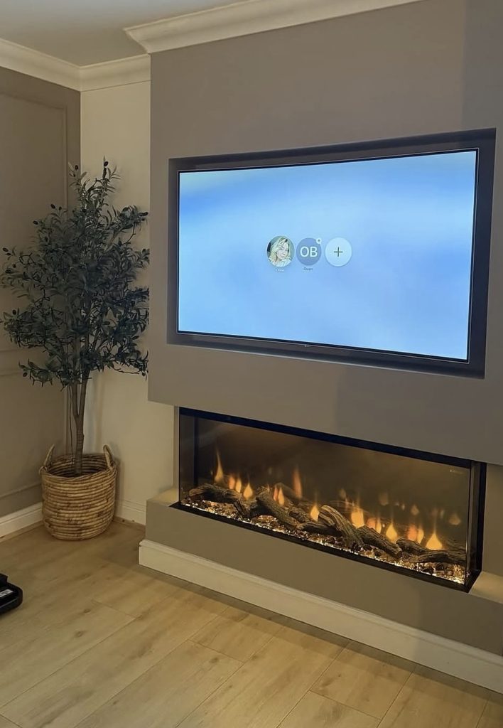 Built-In Electric Fireplace and TV Wall