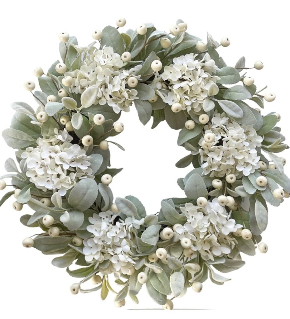 White Berry Wreaths With Cream Bows