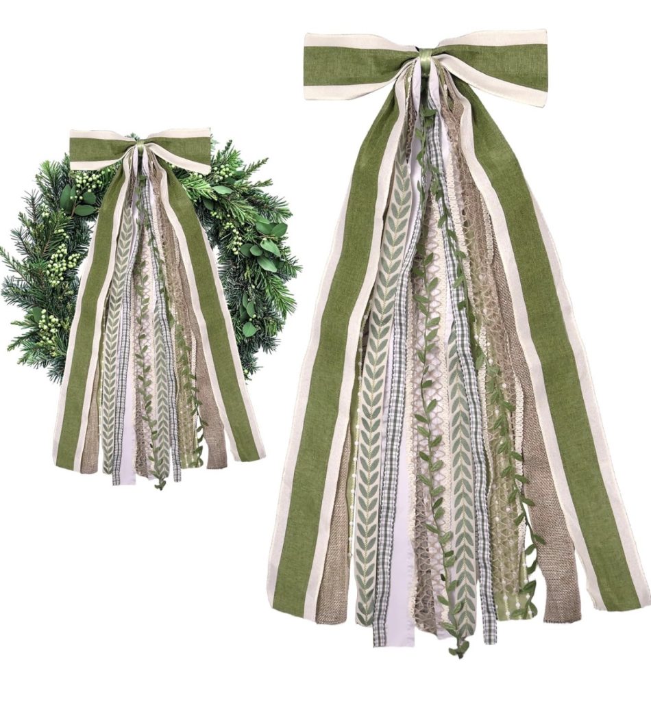 Mixed Greenery Wreaths With Neutral Ribbon