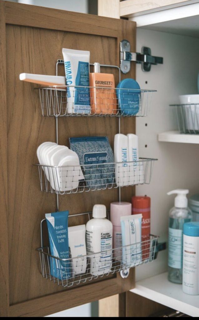 Small Baskets Inside the Vanity Door