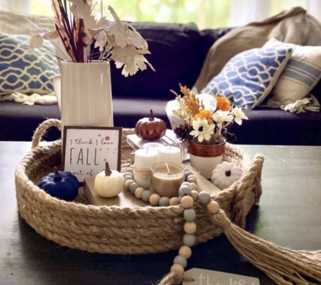 Rustic Fall Tray On Coffee Table