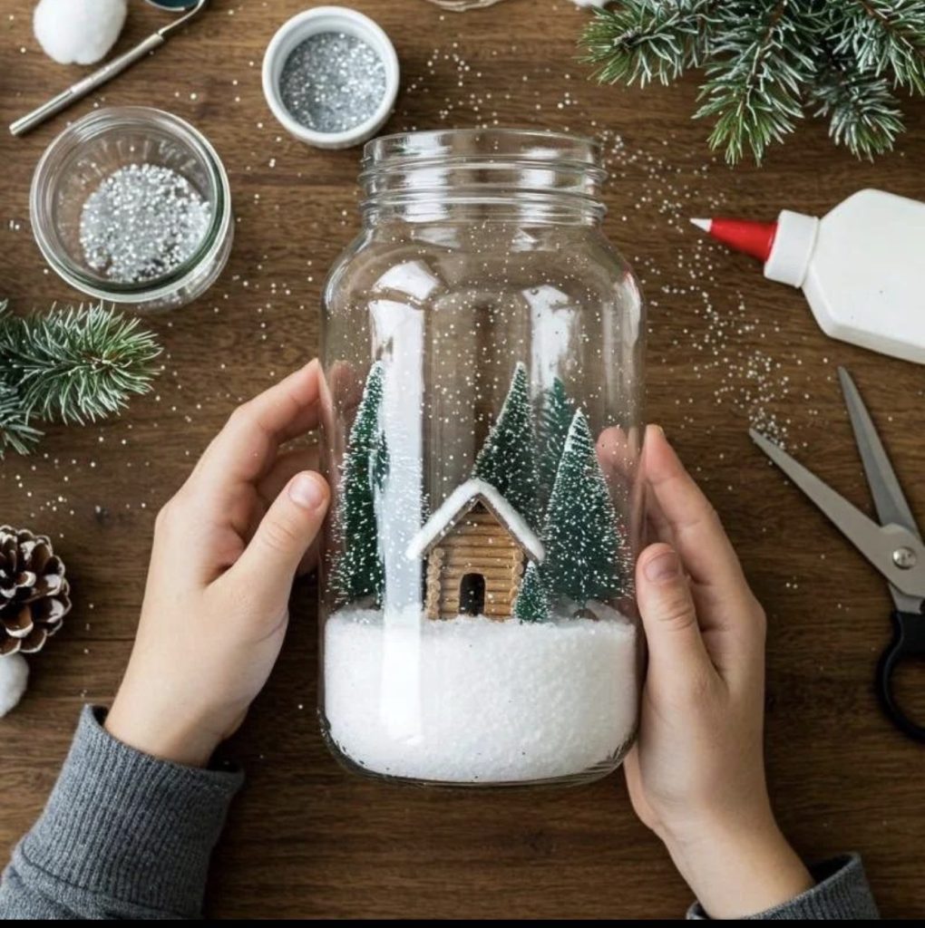 Christmas Mason Jar Snow Globe