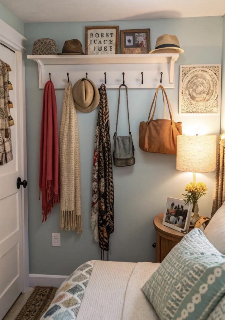 Use Adhesive Hooks to Create a Mini Accessory Wall