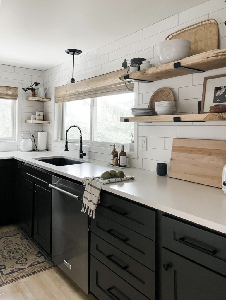 Black Hardware With Warm Wood Accents
