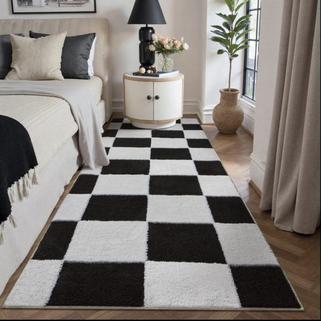 Soft Black and White Area Rug