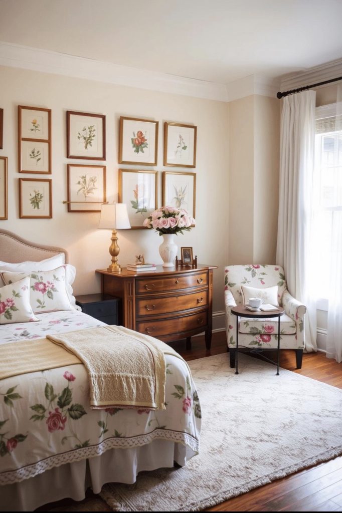 BedRoom With Vintage Lamps, Mirrors, and Family Treasures