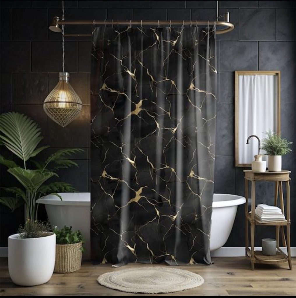 Black and Gold Shower Curtain
