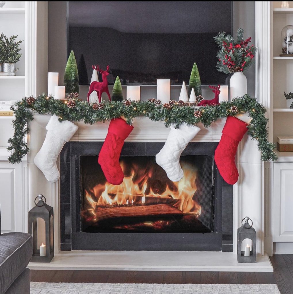 Greenery Garland With Red and White Ornaments